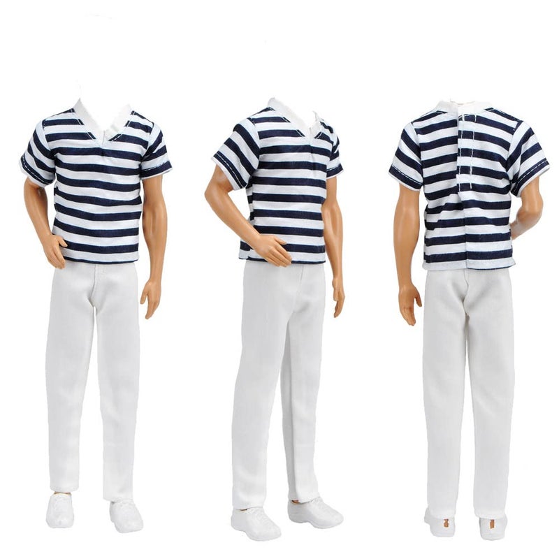 E-TING 3 Sets Doll Casual Wear Clothes Overalls Jacket Pants Outfits with 3 Pair Shoes for 12 Inches Dolls - Image 2